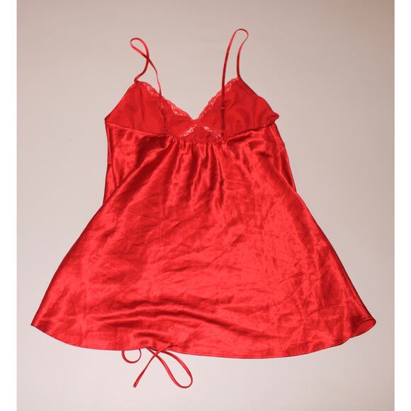 Victorias Secret Red Silk Slip Dress With Runch On Bottom Size M - Picture 2 of 5